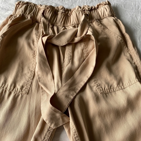 Garage 100% Tencel Light Tan Elastic High Waist Paper‎ Bag Jogger Pants XS - Picture 13 of 14
